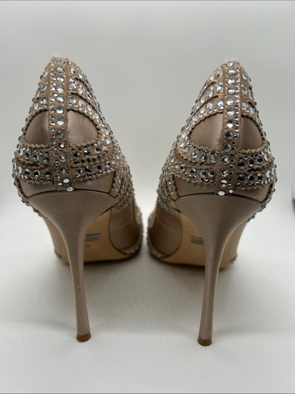 Badgley Mischka Rouge Nude Crystal Pointed-Toe Stiletto Heels Shoes **Sz 7.5**🔥🔥 - Picture 6 of 8